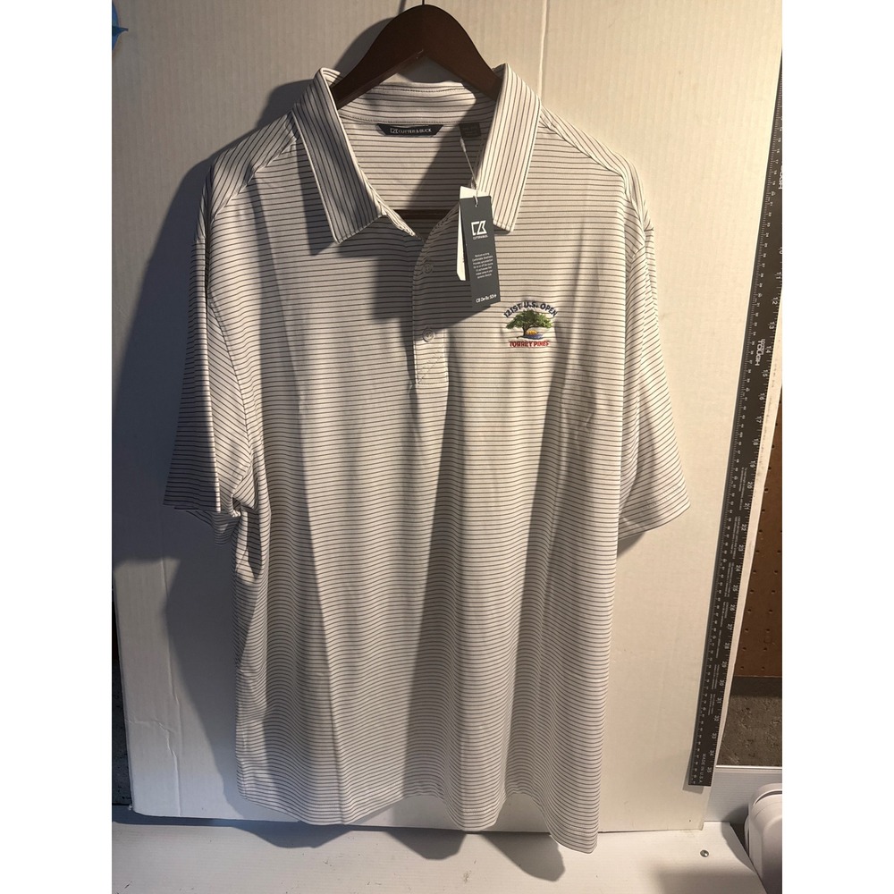 Cutter & Buck Mens 1XB‎ 121st US Open Torrey Pines Polo Shirt White Striped NWT